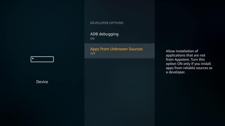 App da Unknown Source_Allow a Jailbreak Fire Stick