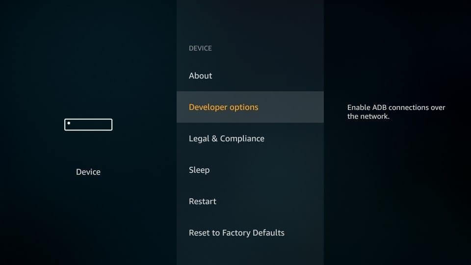 Opzione sviluppatore Fire Stikc_Jailbreak Amazon Fire Stick