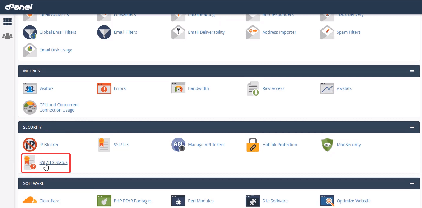cPanel 中的 SSL 證書
