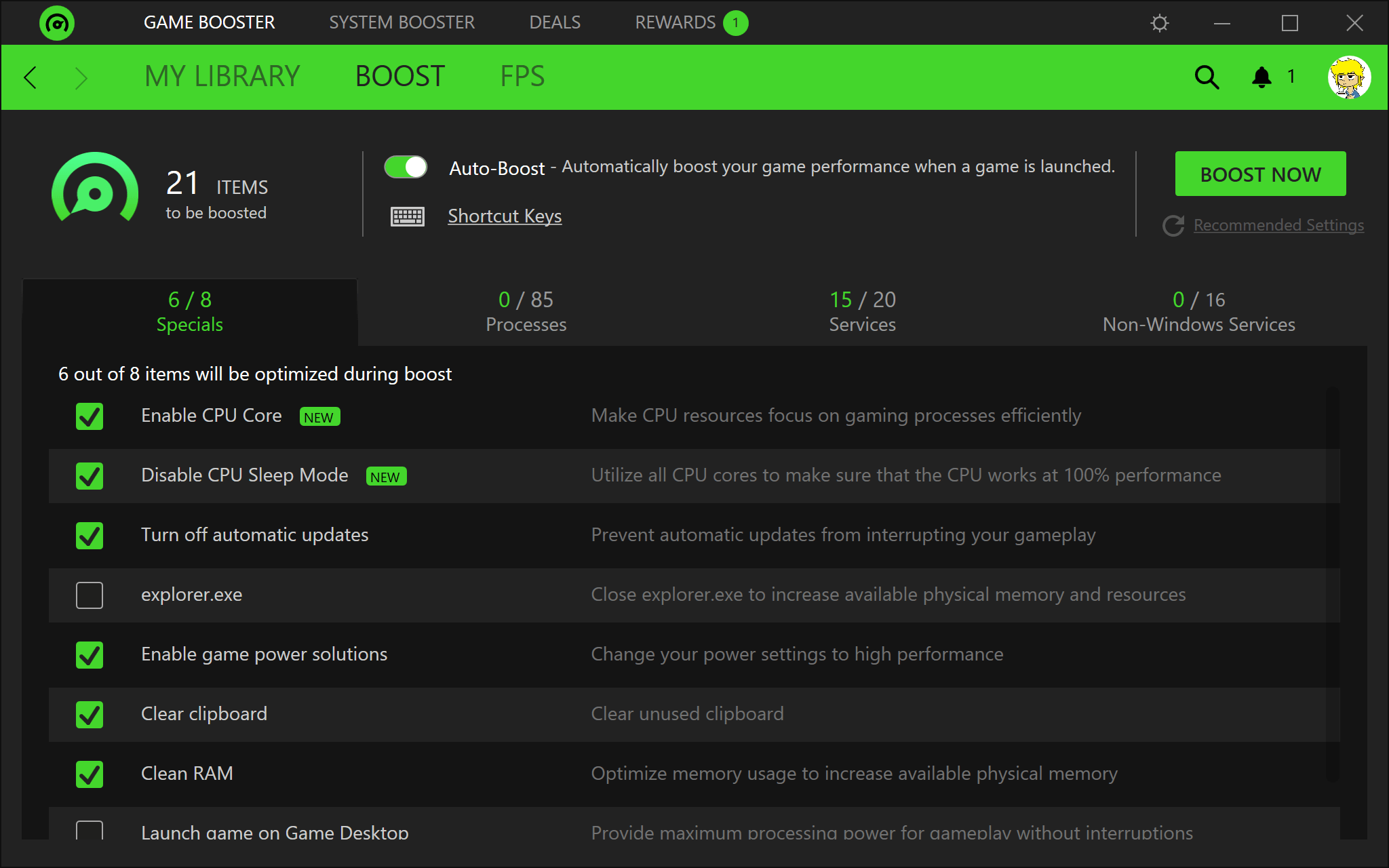Razer Cortex - Gran utilidad de potenciador de juegos
