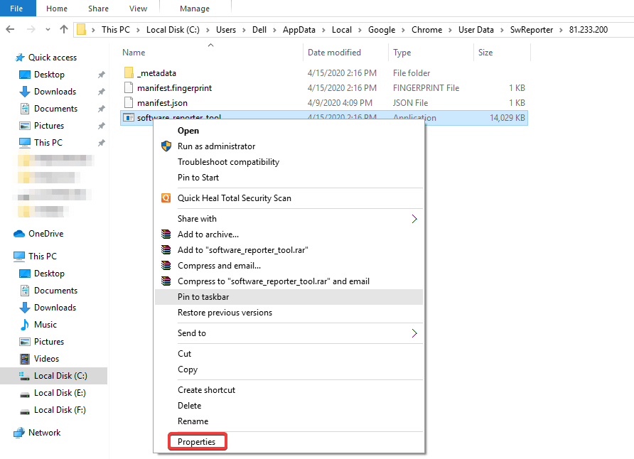 Deaktivieren Sie das Chrome Software Reporter Tool