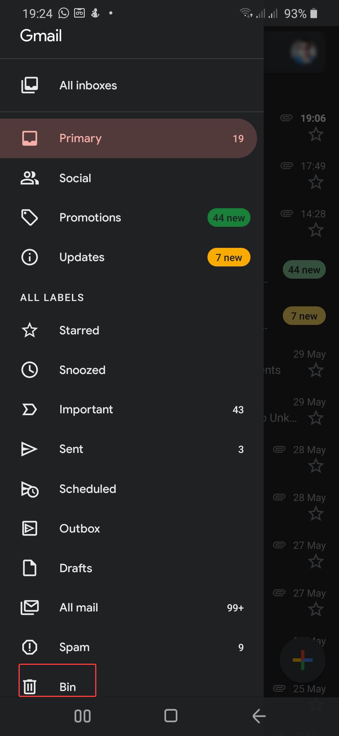 Cómo vaciar la bandeja de entrada de Gmail en Android