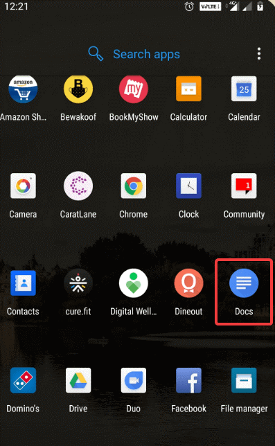 Aplicación Documentos de Google