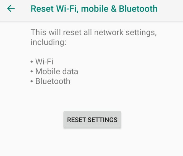 Setel ulang Wi-fi, seluler, dan bluetooth