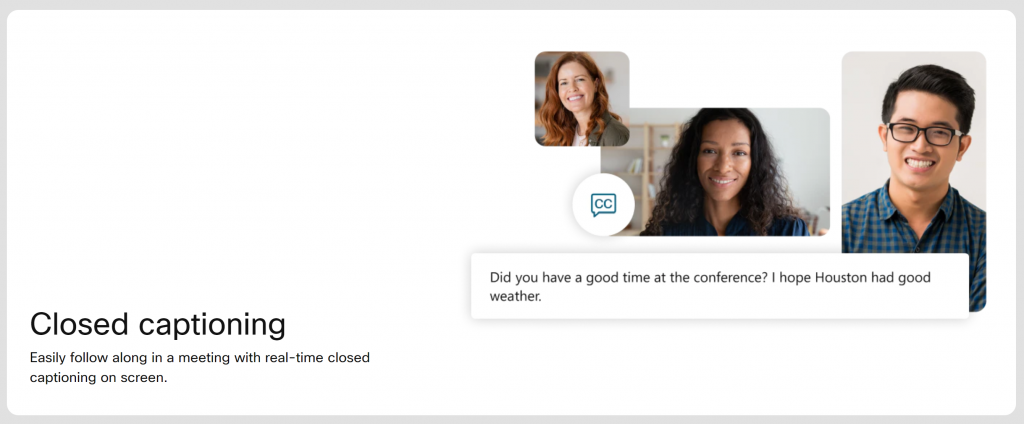 Subtítulos ocultos Webex