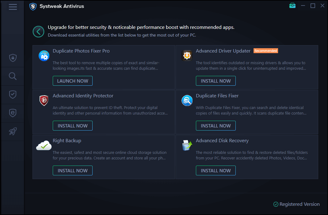 Systweak Antivirus - ترقية الإصدار