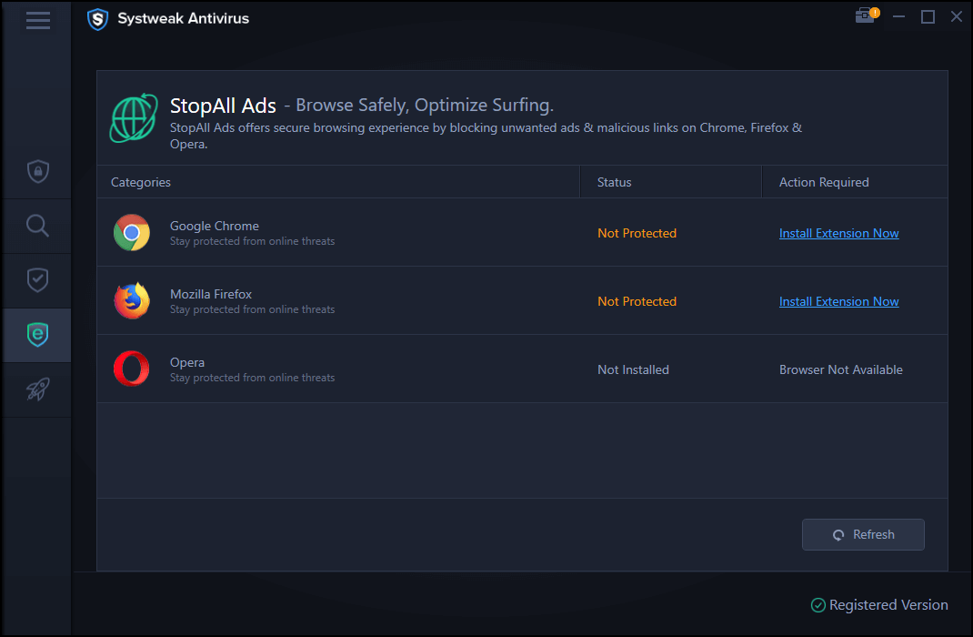 Systweak Antivirus - إيقاف جميع الإعلانات