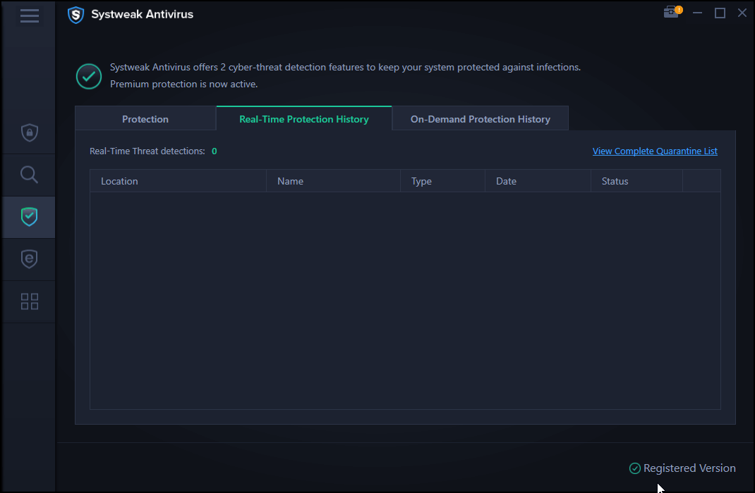 Protezione in tempo reale Systweak Antivirus