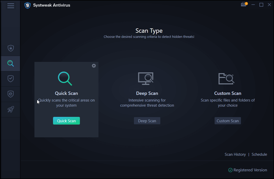 Systweak Antivirus - Scansione rapida