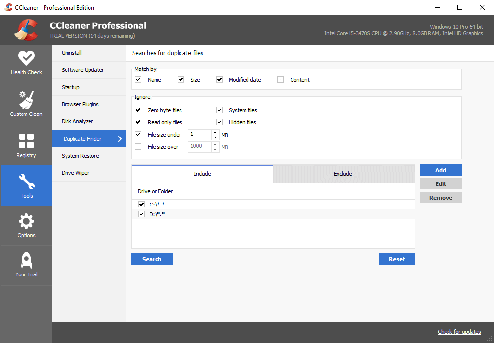CCleaner Pro — альтернативы поиску дубликатов файлов