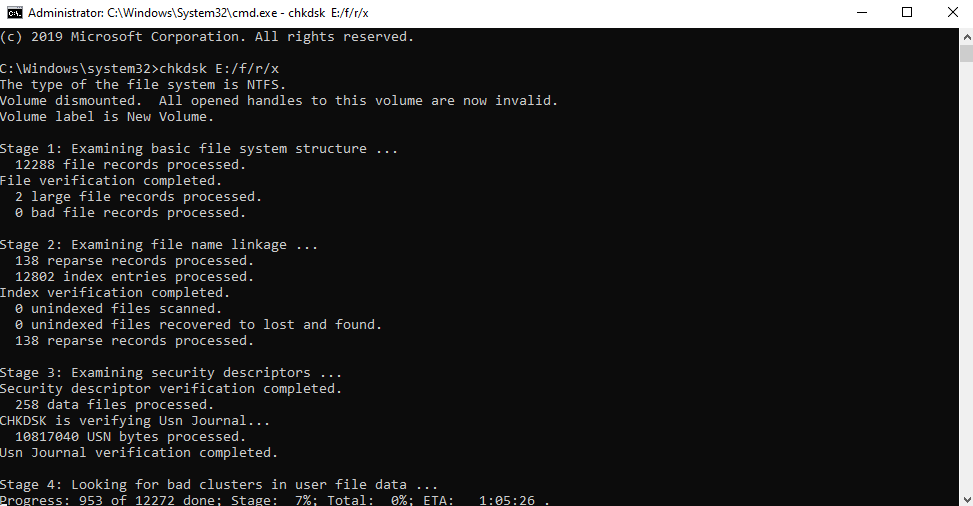 使用 CHKDSK 修复软坏扇区