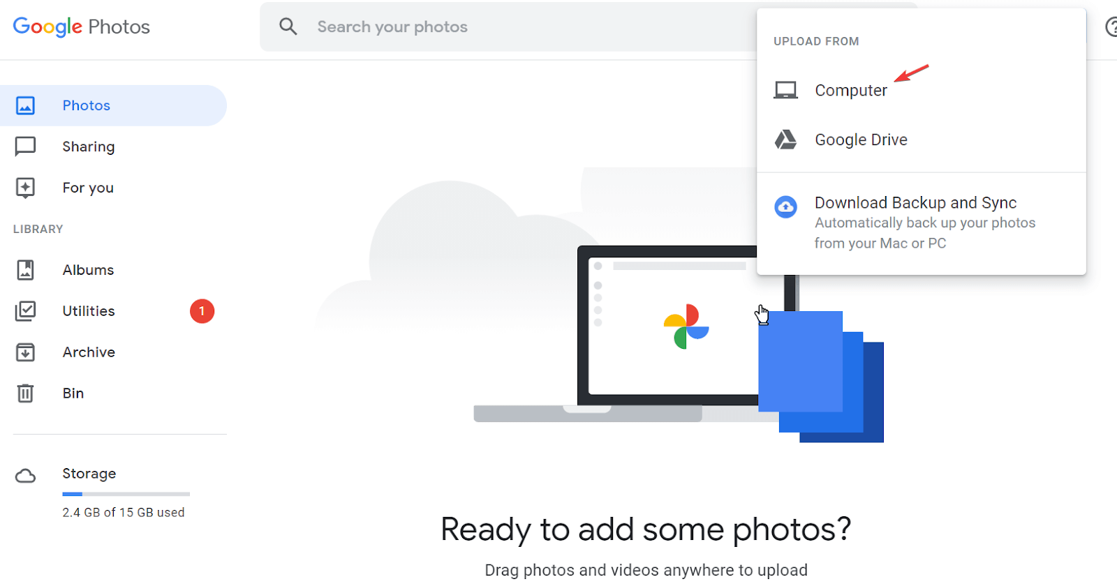 Adicionar fotos