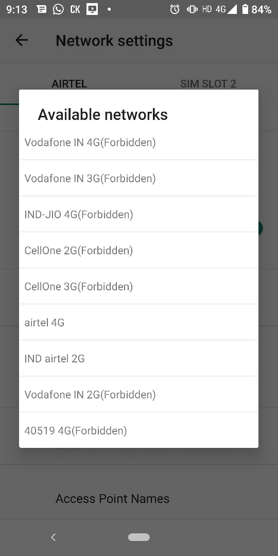 Pilih jaringan secara otomatis
