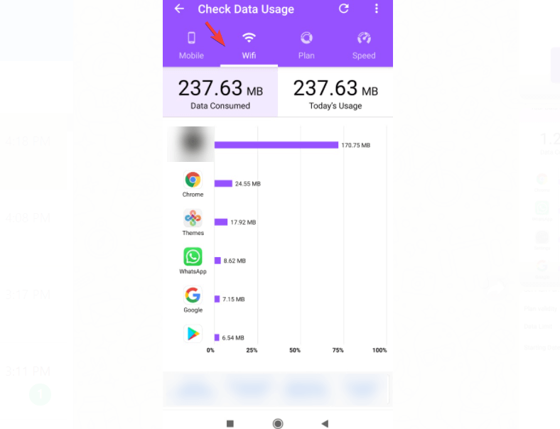 Wifi veri kullanımını kontrol edin