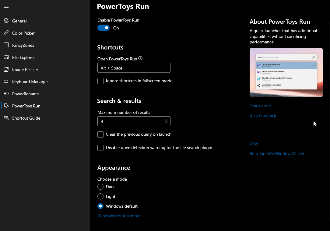 PowerToys Бег