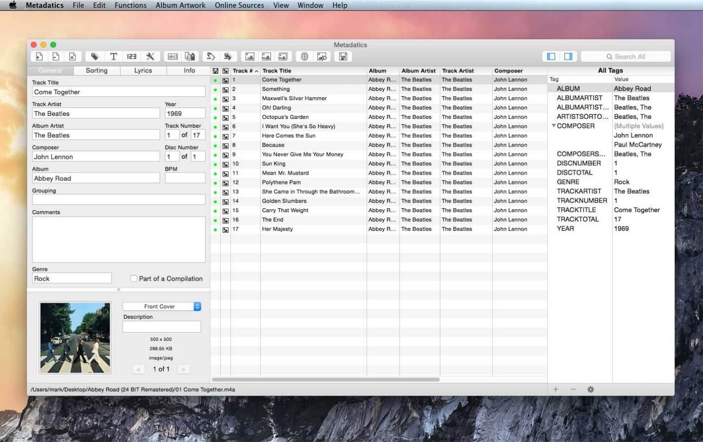 Metadatics - محرر MP3 لنظام التشغيل mac