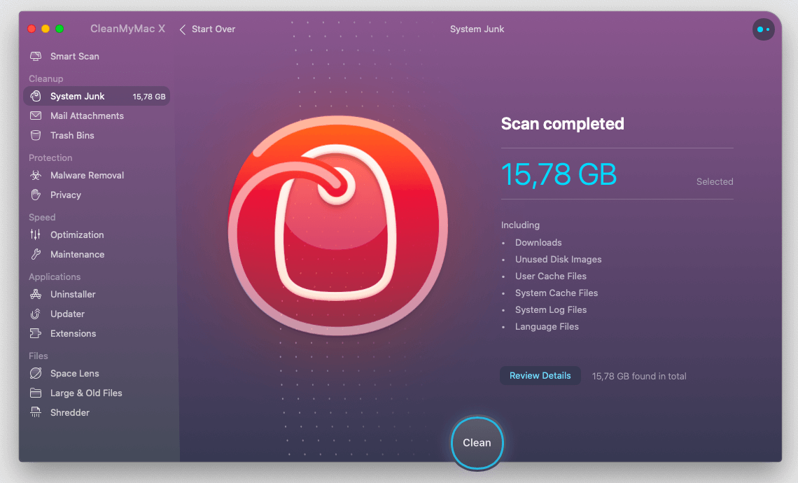 CleanMyMacX-スキャンプロセス