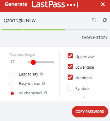 Générateur de mot de passe - Lastpass