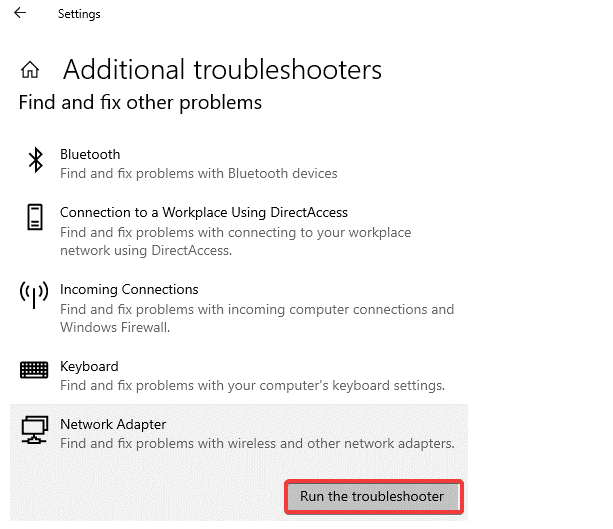 Execute o solucionador de problemas