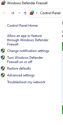 ไฟร์วอลล์ Windows Defender