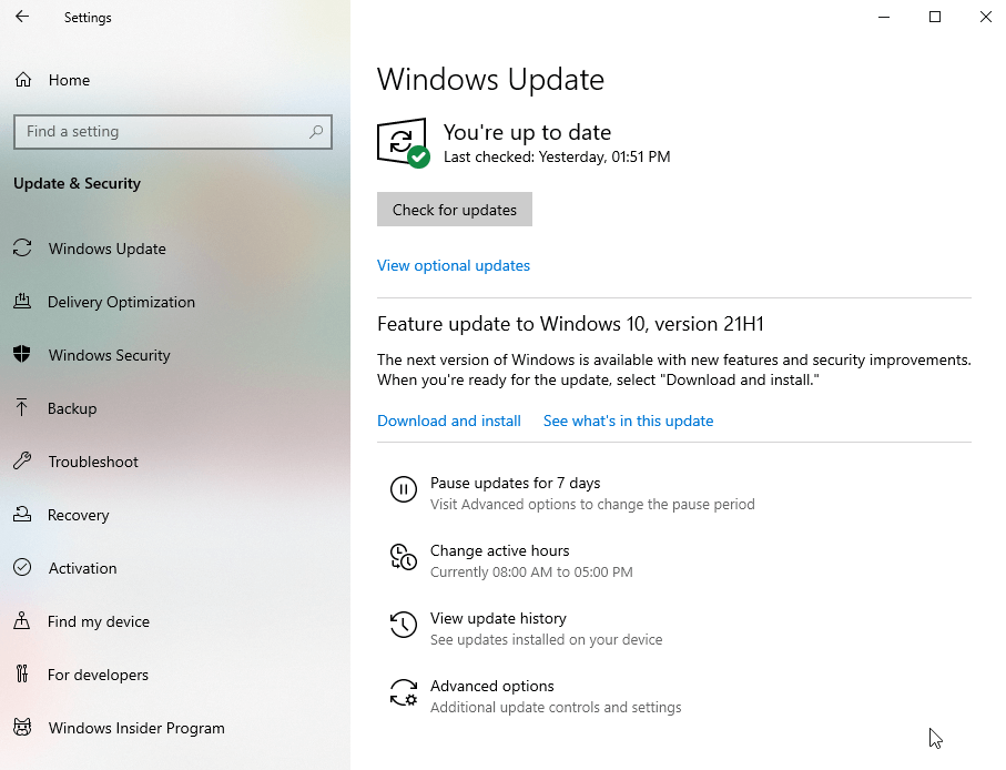 atualização do Windows