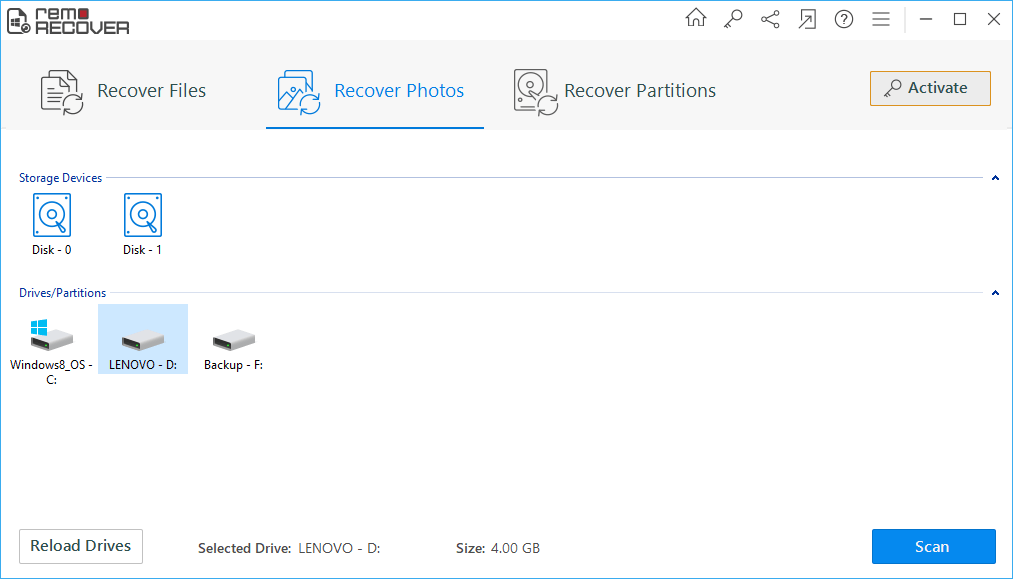 Software de recuperación de fotos Remo