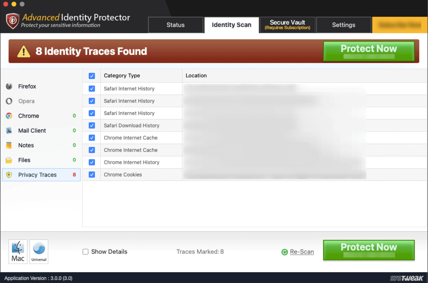 Protector avansat de identitate - Urmă găsită