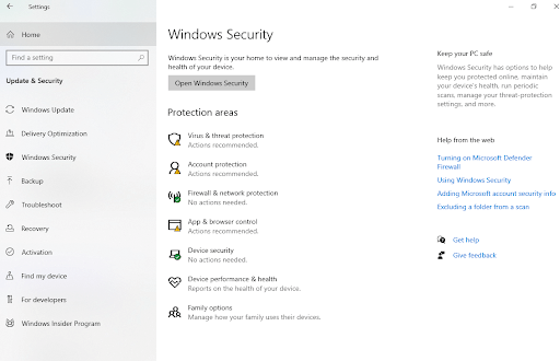 seguridad de windows