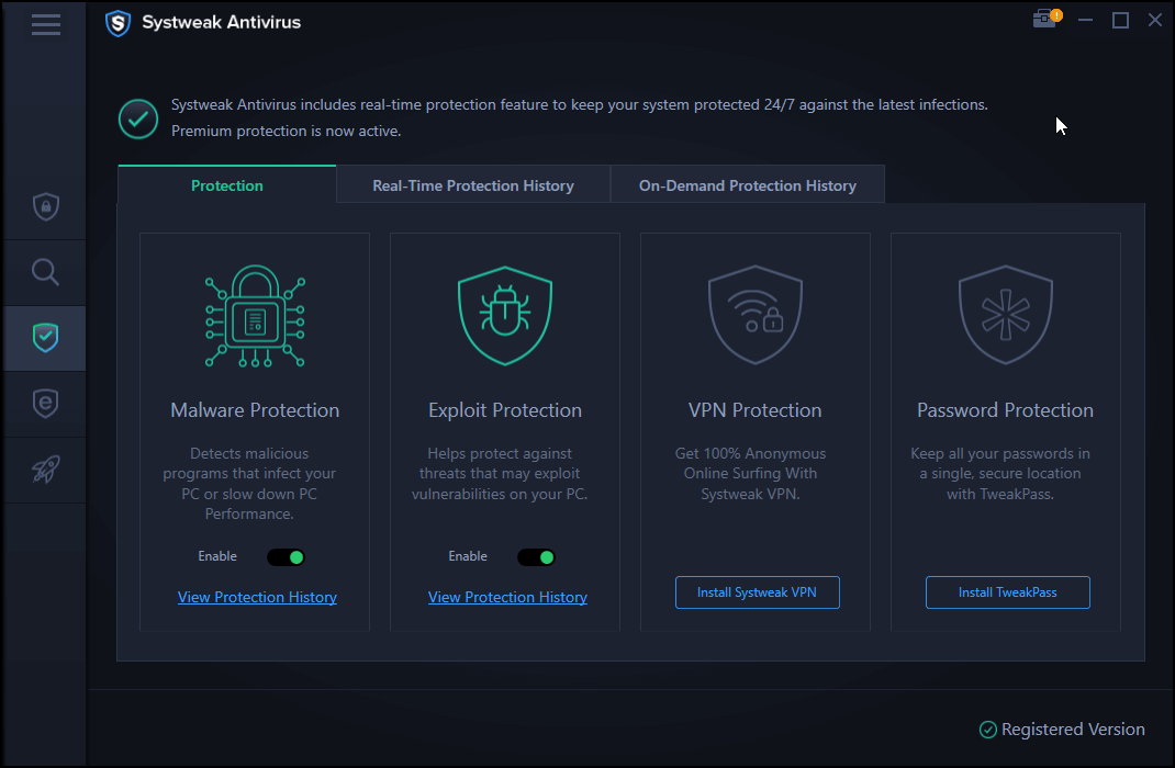 Systweak Antivirus - Tutte le protezioni