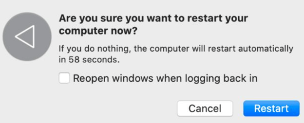 Reinicie seu computador agora