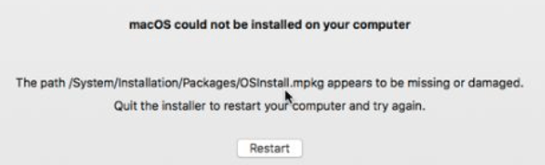 Macos não pôde ser instalado no seu computador Erro