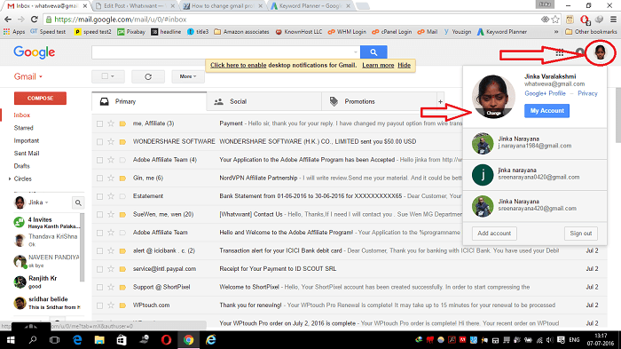 schimba poza de profil gmail