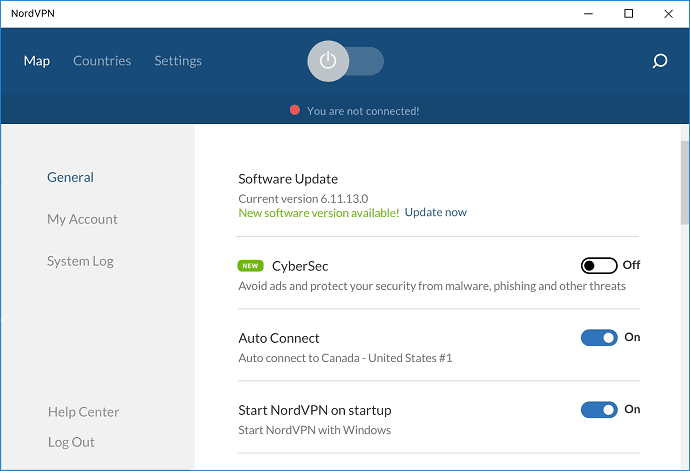 Paramètres NordVPN