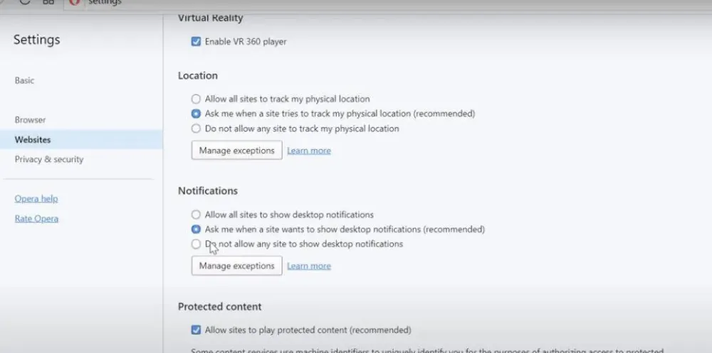 Notifications push-Facebook-Opera