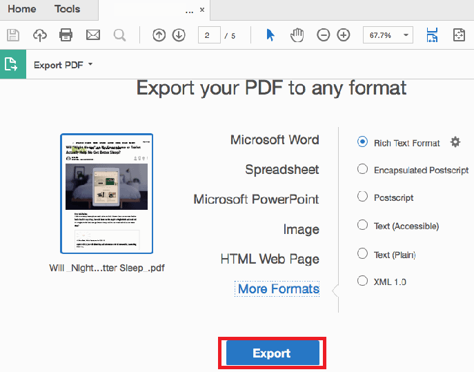 Convertir une image en excel avec acrobat dc