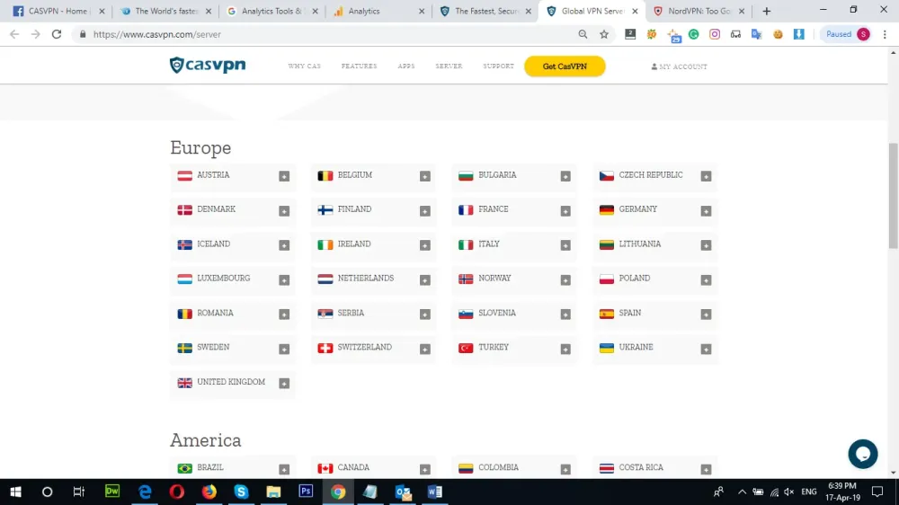 CASVPN 서버 위치 CASVPN server locations