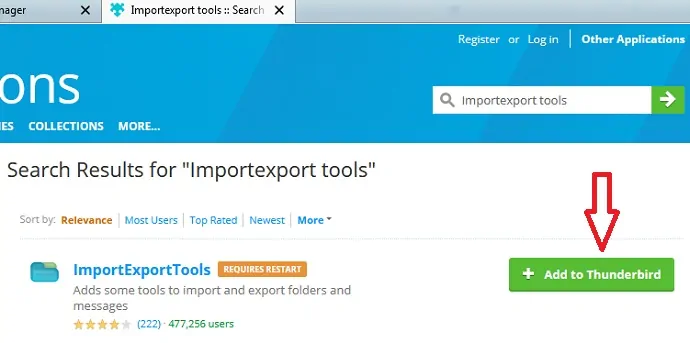 将 ImportExport 工具添加到 Thunderbird