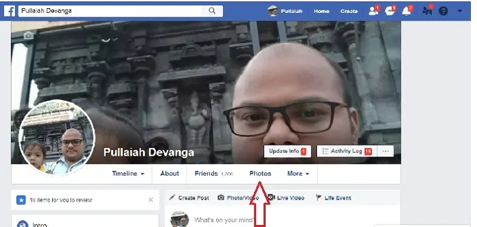 Opțiunea de fotografii pe Facebook