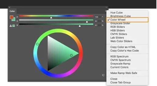 Option Roue chromatique sur Adobe Photoshop
