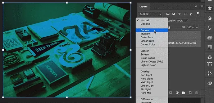 Option de mode de fusion en direct sur Adobe Photoshop