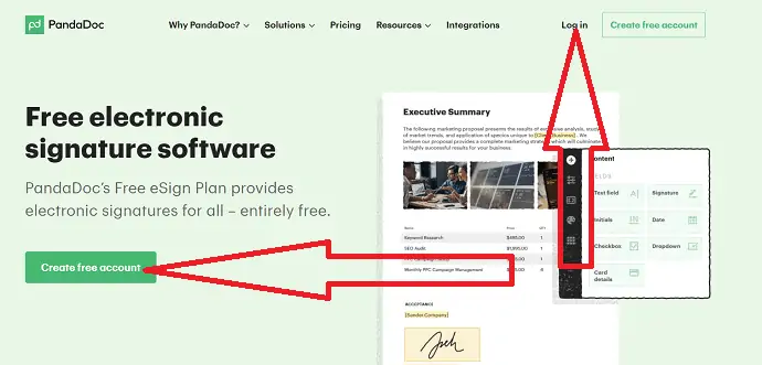 Crear o iniciar sesión en la cuenta de PandaDoc