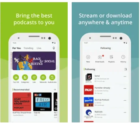 Android için en iyi podcast uygulaması olan Podbean-podcast-app-page.
