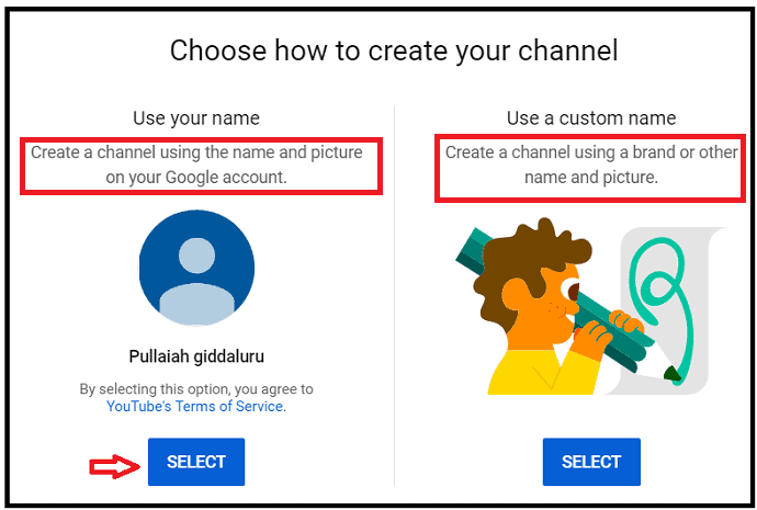 YouTubeで個人またはビジネスチャンネルを作成