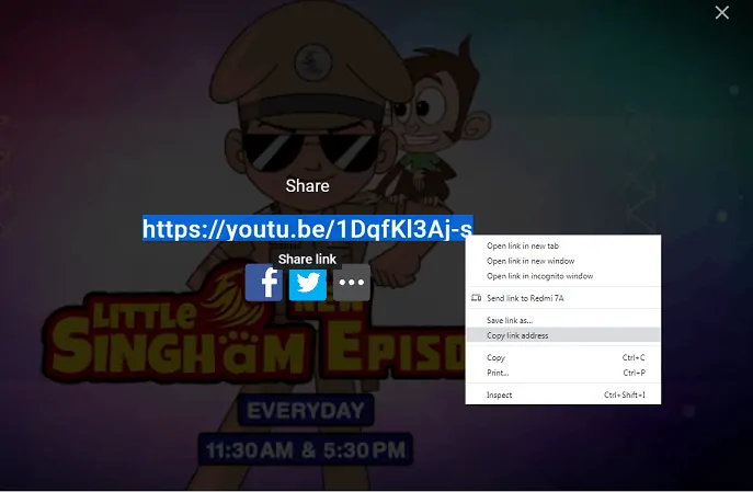 공유-YouTube-video-using-shar 옵션 icon-visible-on-the-top-right-of-YouTube-Video-Player