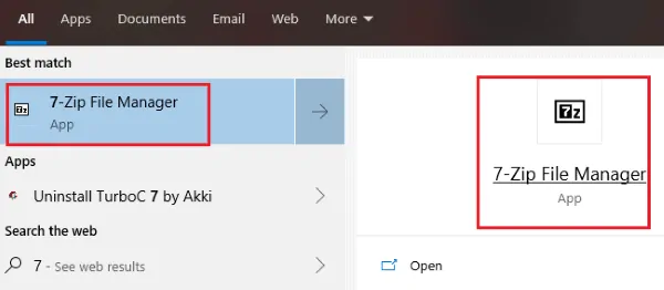 Abra el administrador de archivos 7-zip