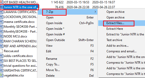 seleccionando la opción 7-Zip