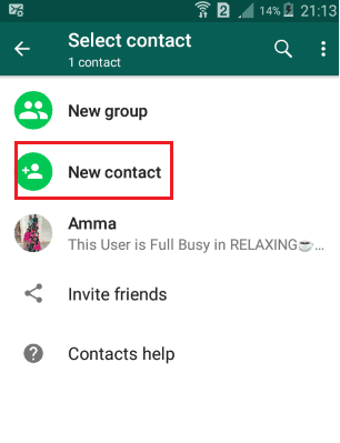 Menambahkan kontak baru