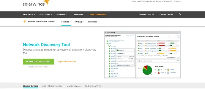 ferramenta de descoberta de rede solarwinds mapeie, descubra e monitore dispositivos com a ferramenta de descoberta de rede.