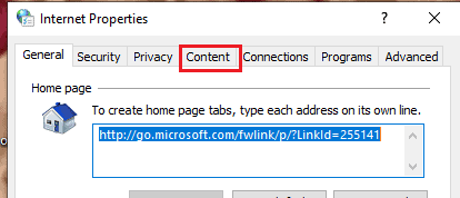 facendo clic sul menu dei contenuti