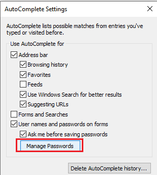 gestire le impostazioni della password